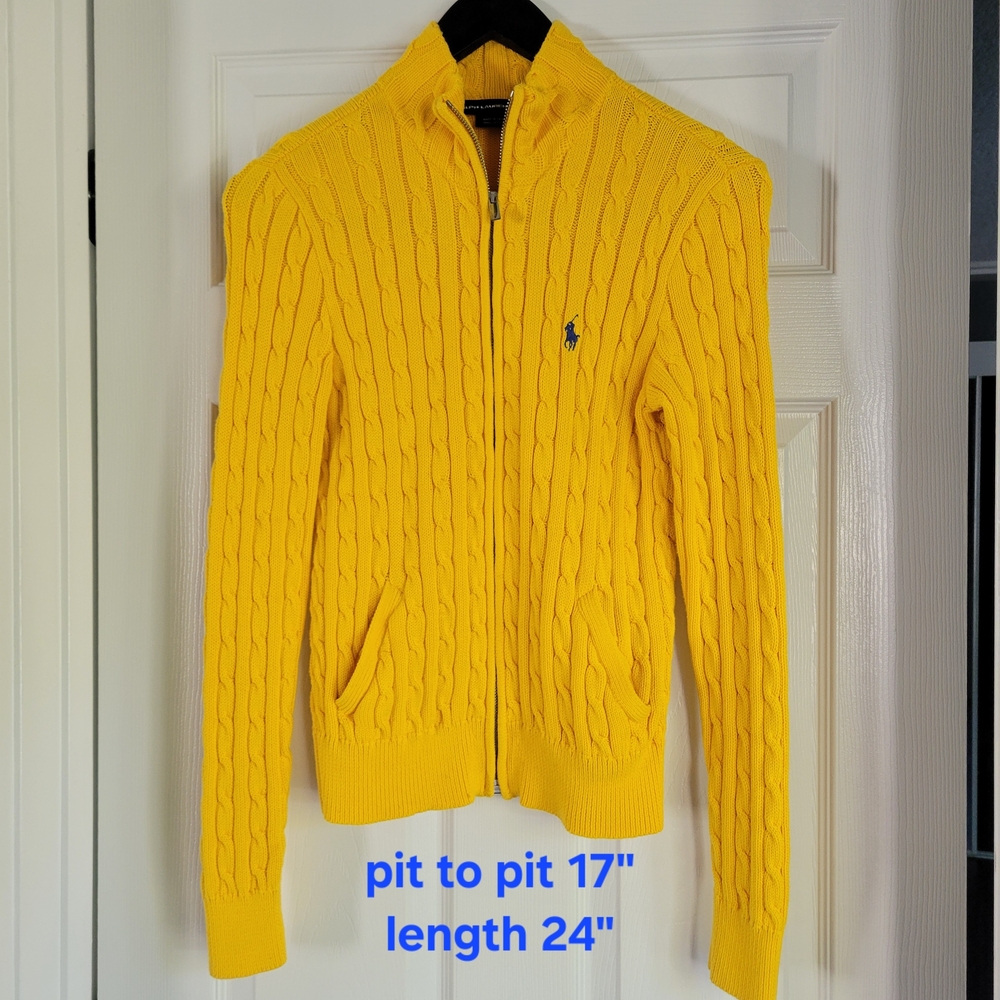 Ralph Lauren Yellow Zip Up Sweater